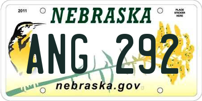 NE license plate ANG292