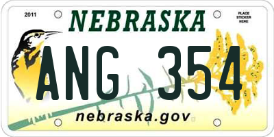 NE license plate ANG354