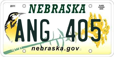 NE license plate ANG405