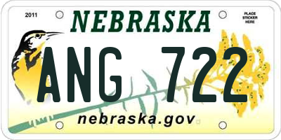 NE license plate ANG722