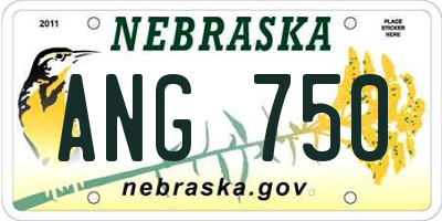 NE license plate ANG750