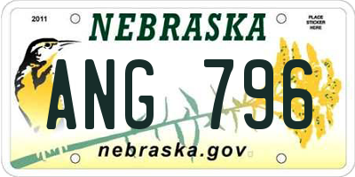 NE license plate ANG796