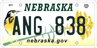 NE license plate ANG838