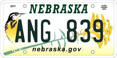 NE license plate ANG839
