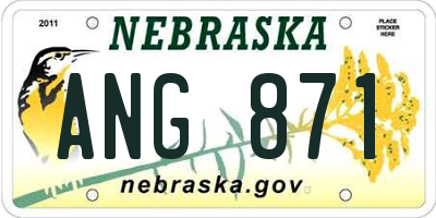 NE license plate ANG871