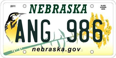 NE license plate ANG986