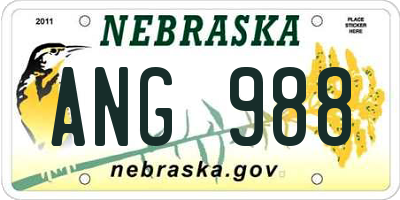 NE license plate ANG988