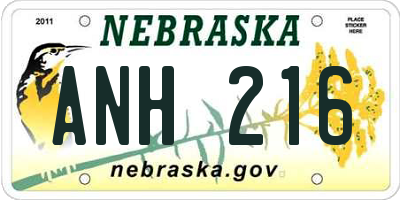 NE license plate ANH216