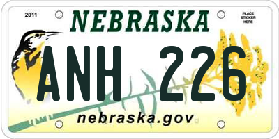 NE license plate ANH226