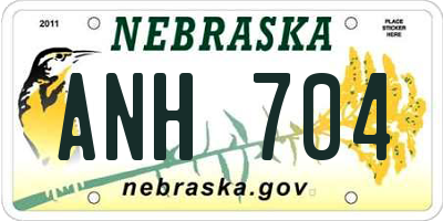 NE license plate ANH704