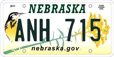 NE license plate ANH715