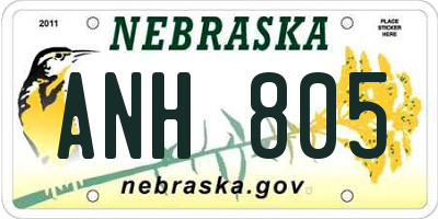 NE license plate ANH805