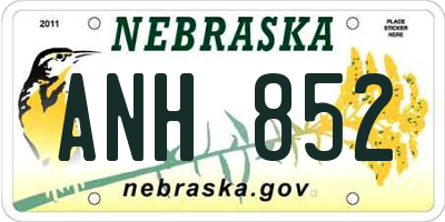 NE license plate ANH852