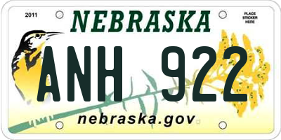 NE license plate ANH922