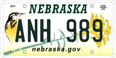 NE license plate ANH989