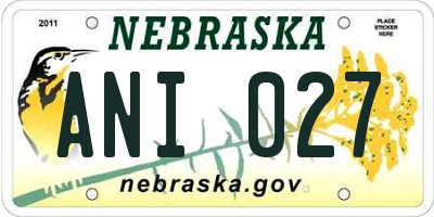 NE license plate ANI027