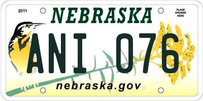 NE license plate ANI076