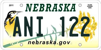 NE license plate ANI122