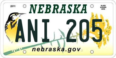 NE license plate ANI205