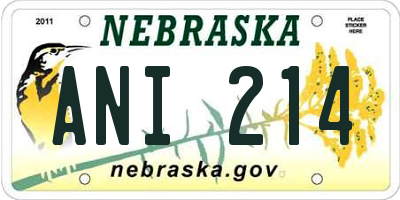 NE license plate ANI214