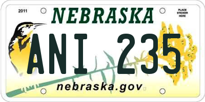 NE license plate ANI235