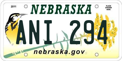 NE license plate ANI294