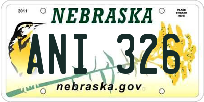 NE license plate ANI326