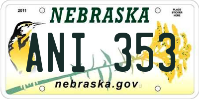 NE license plate ANI353