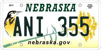 NE license plate ANI355