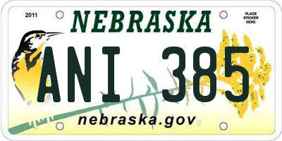 NE license plate ANI385