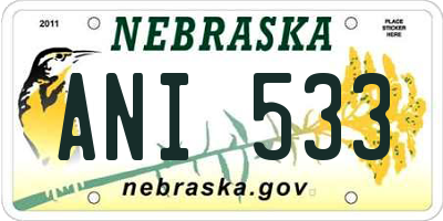 NE license plate ANI533