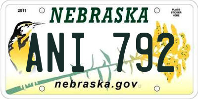 NE license plate ANI792