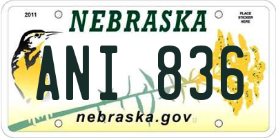 NE license plate ANI836