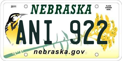 NE license plate ANI922