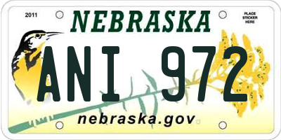NE license plate ANI972