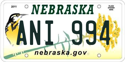 NE license plate ANI994