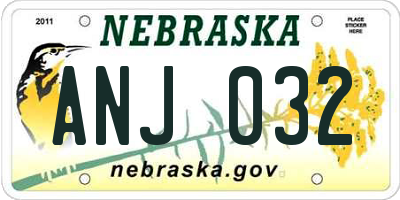 NE license plate ANJ032