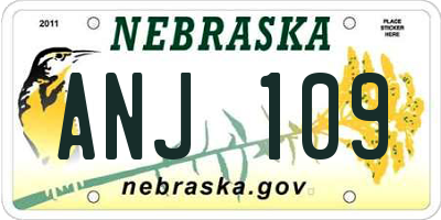 NE license plate ANJ109
