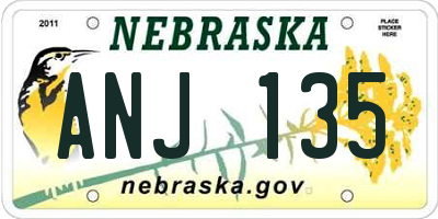 NE license plate ANJ135
