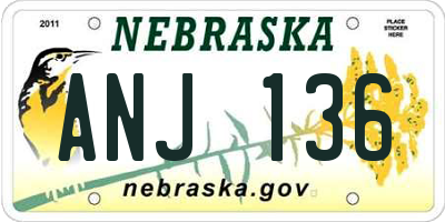 NE license plate ANJ136