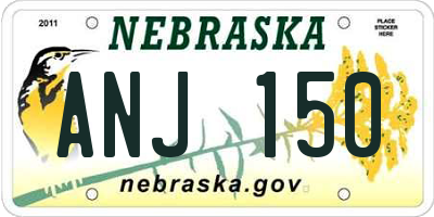 NE license plate ANJ150