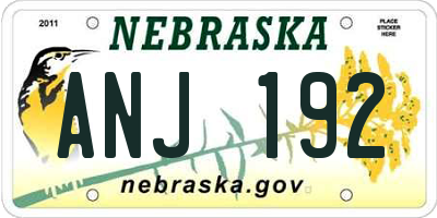NE license plate ANJ192