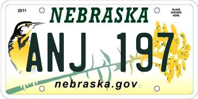 NE license plate ANJ197
