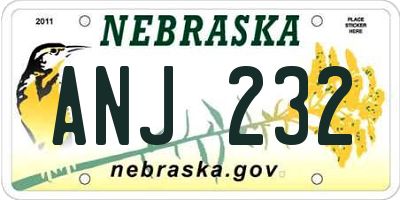 NE license plate ANJ232