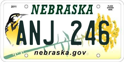 NE license plate ANJ246
