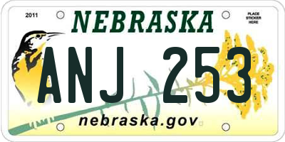 NE license plate ANJ253
