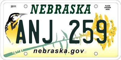 NE license plate ANJ259