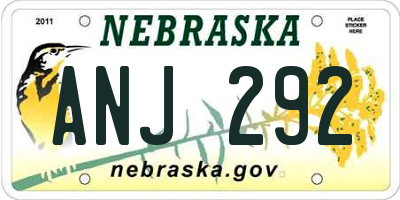 NE license plate ANJ292