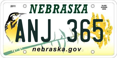 NE license plate ANJ365