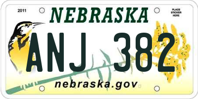 NE license plate ANJ382